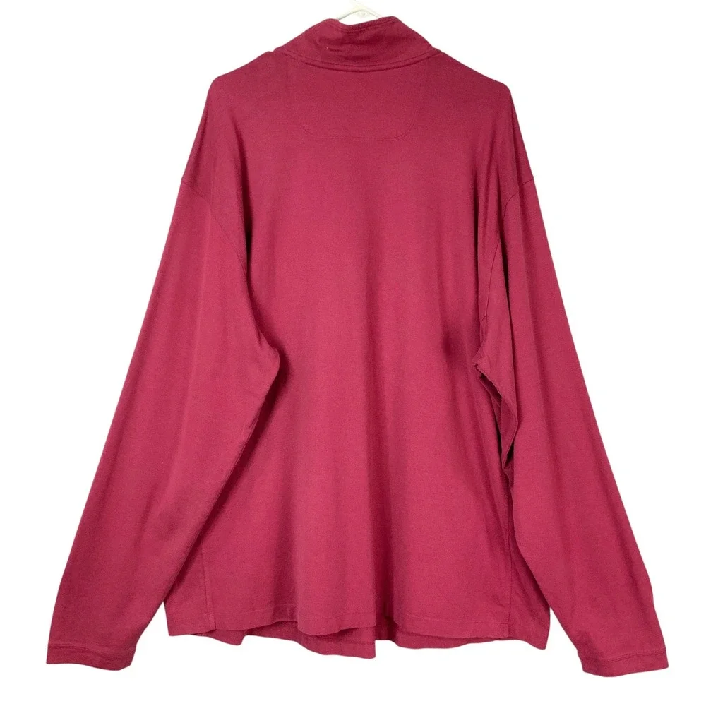 Tommy Bahama Berry Pink Pullover XXL Quarter-Zip Mock Neck Long Sleeve Logo